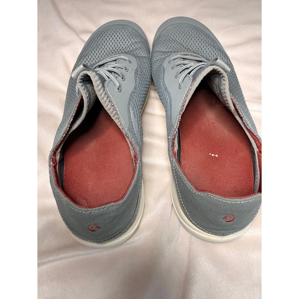 OluKai Nohea Moku Mens Grey Mesh Boat Shoes Sneakers Slip On Drop-In Heel